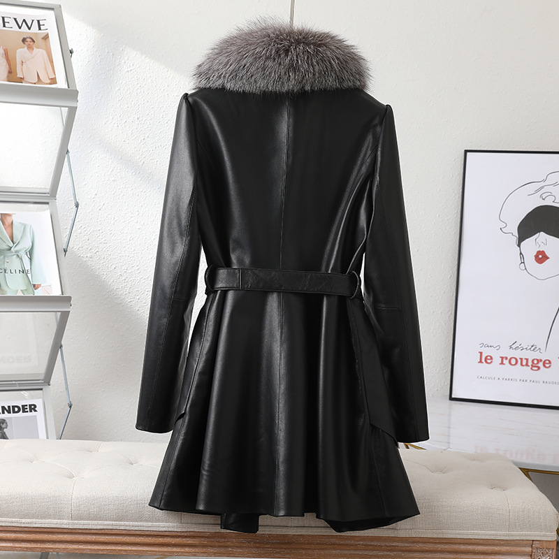 Women's genuine leather fur coat