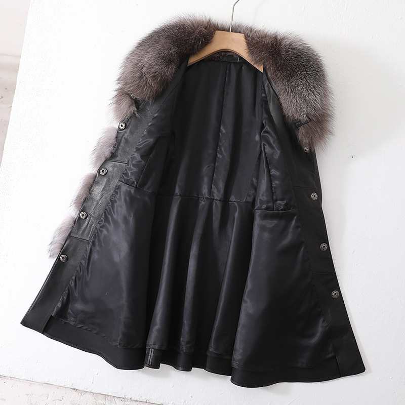 Women's genuine leather fur coat