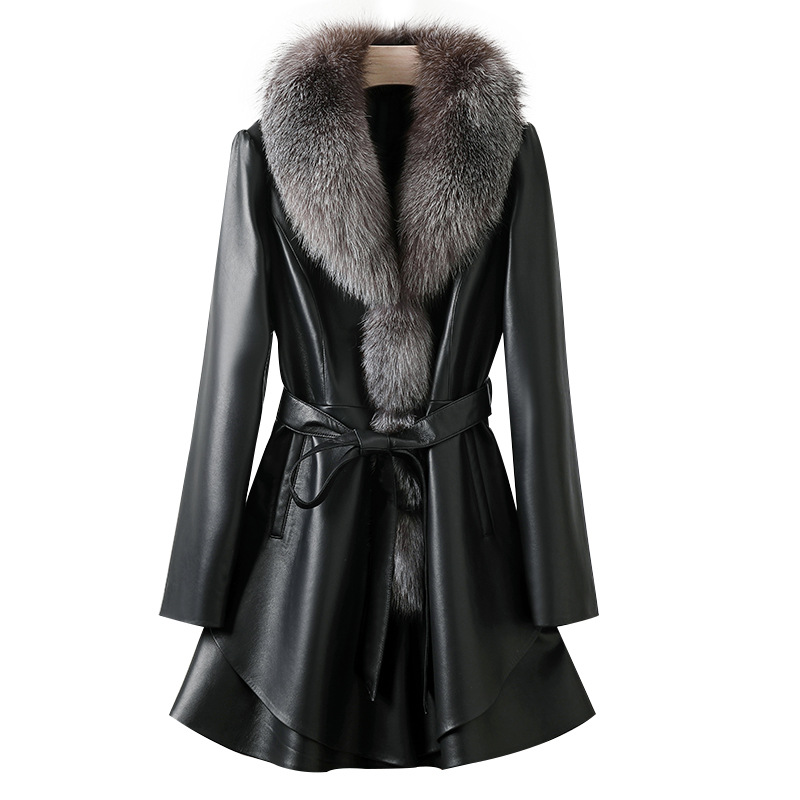 Women's genuine leather fur coat